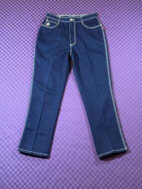 Braxton Vintage Stretch Jeans Dark Wash High Waist Lion Logo Size 16L